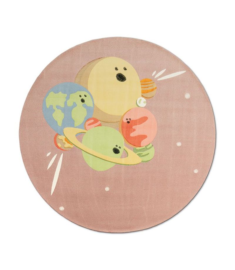 Space-Inspired Rugs That Your child will Love IV planets round rug green blue and beige colors