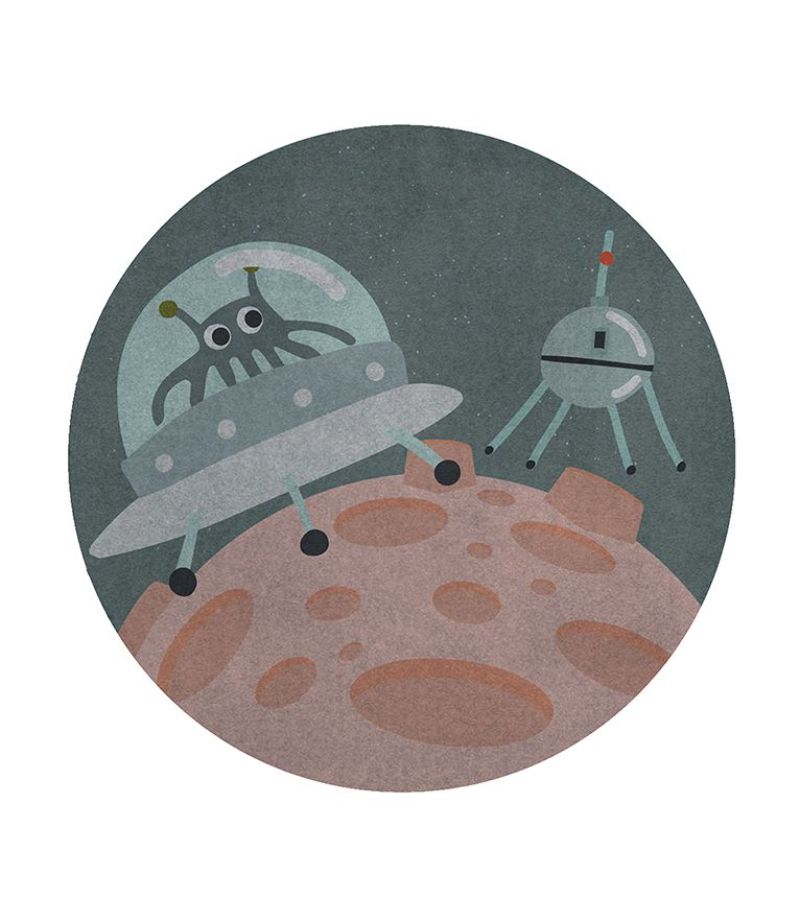 Space-Inspired Rugs That Your child will Love red and gray tones hello stranger rug