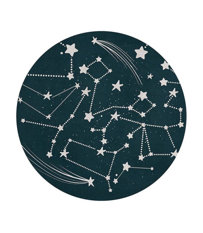 Space-Inspired Rugs That Your child will Love stellar round rug black and white, constellations, galaxy, star constellations