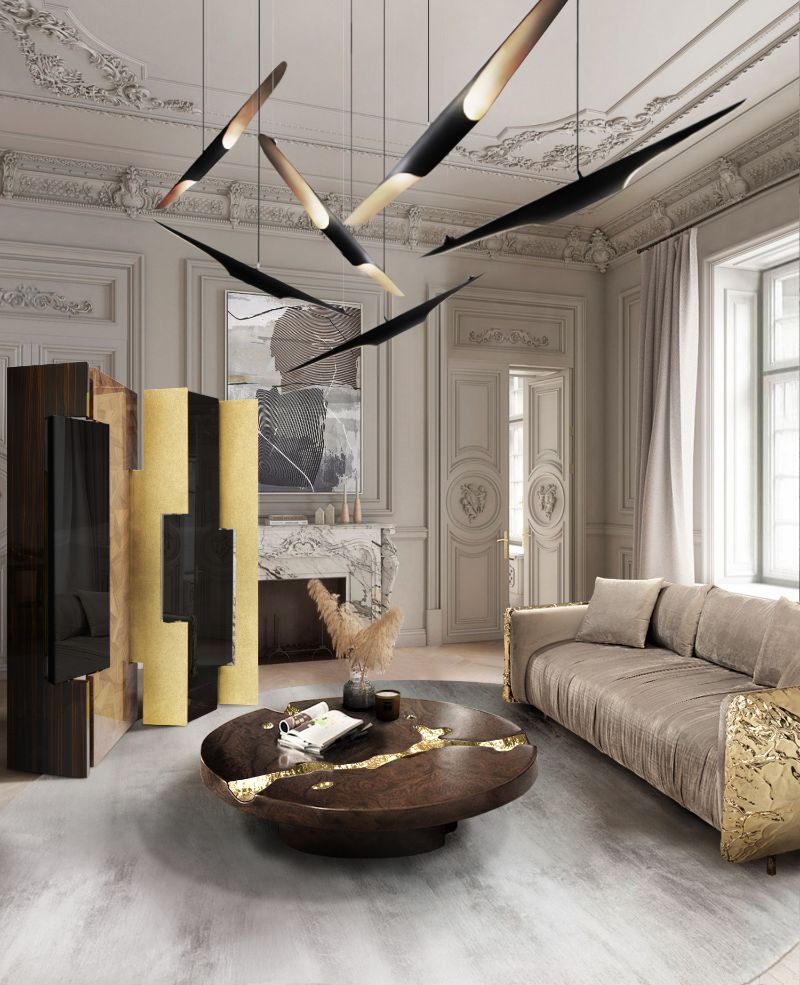 The Best Modern Rugs For Your Living Room & Hallway, Modern Contemporary Living Room with the beautiful light gray Inuk 2 Rug. This room's monochromatic colored highlights its simplicity and the soft golden touches enhance its elegance.