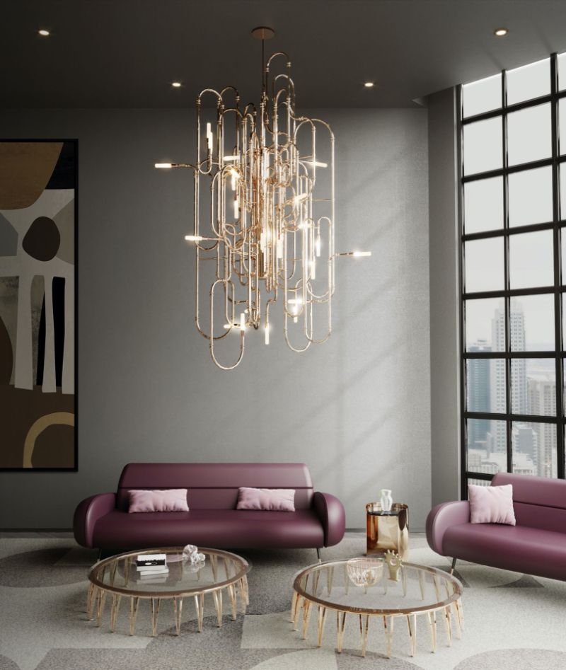 The Best Modern Rugs For Your Living Room & Hallway, Modern Living room in white, gray and golden tones. The geometric pattern of rug.