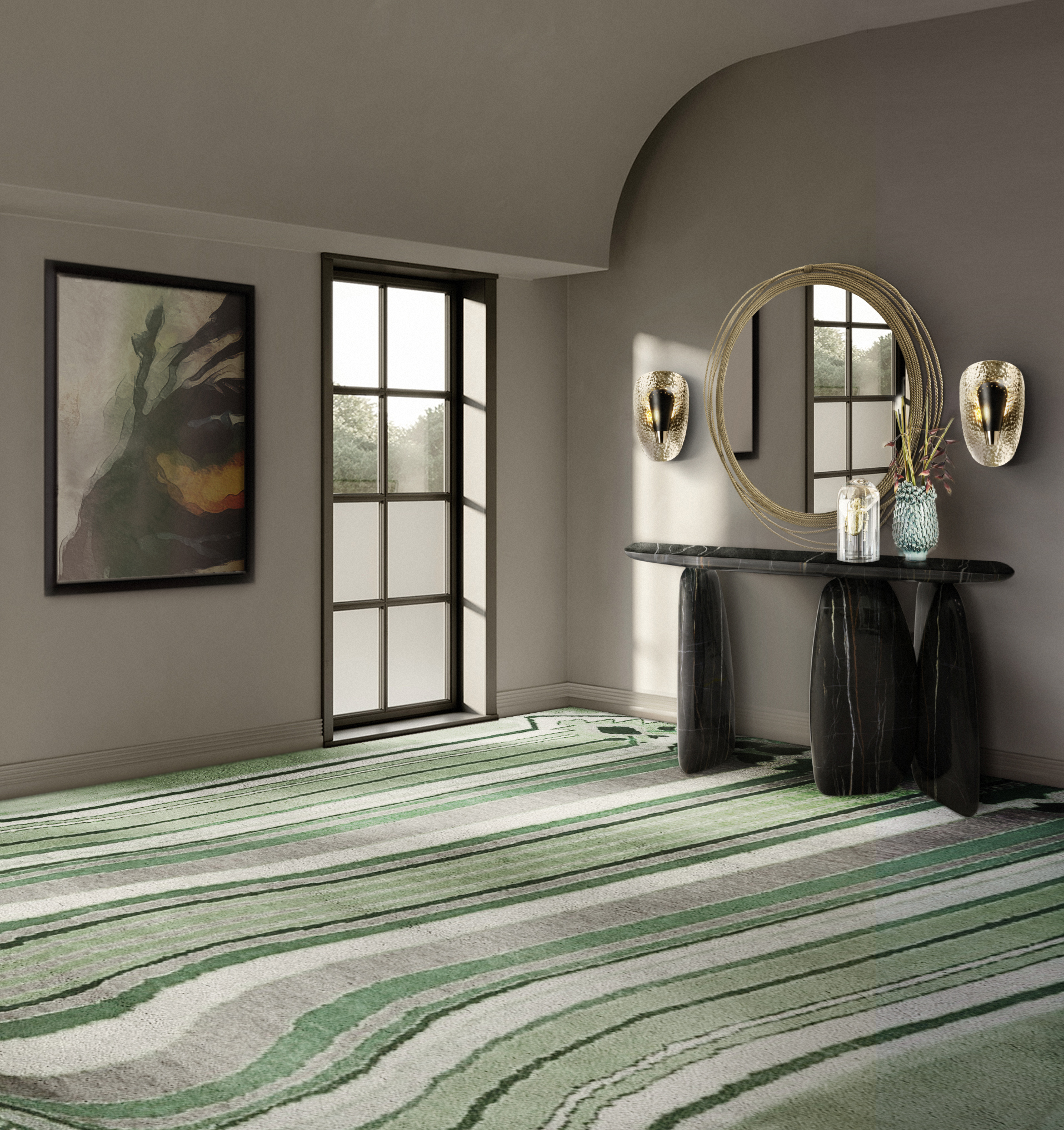 Royalis Rug - The Monochromatic Feeling of Olive Branch