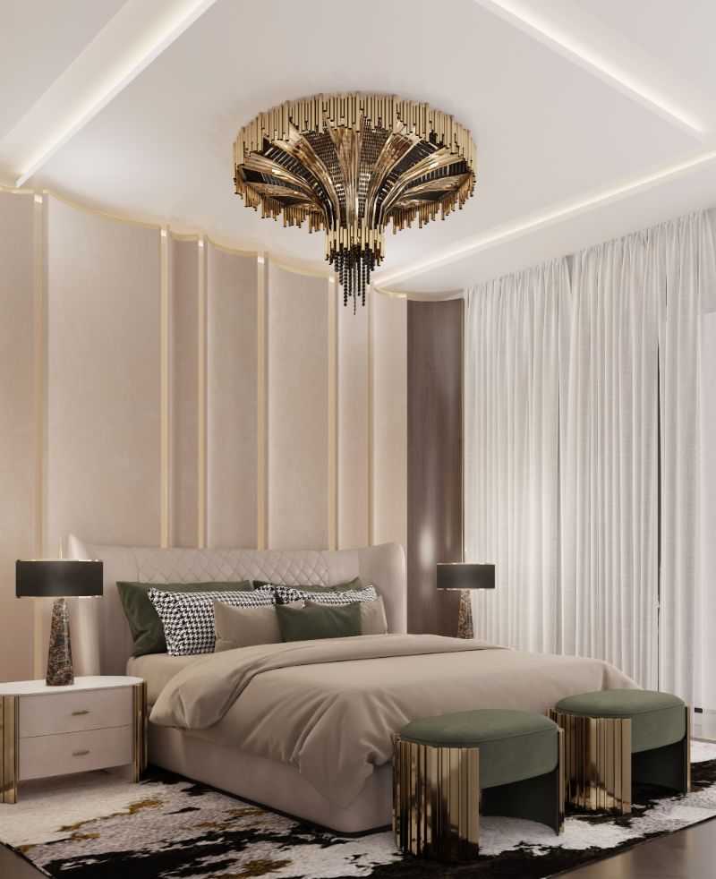modern bedroom interior with the TED RUG, a shaggy textured rug perfect for the winter time.