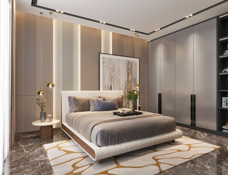 Modern Rugs Inspiration: How to get the perfect rug for your home! modern bedroom with cell rug