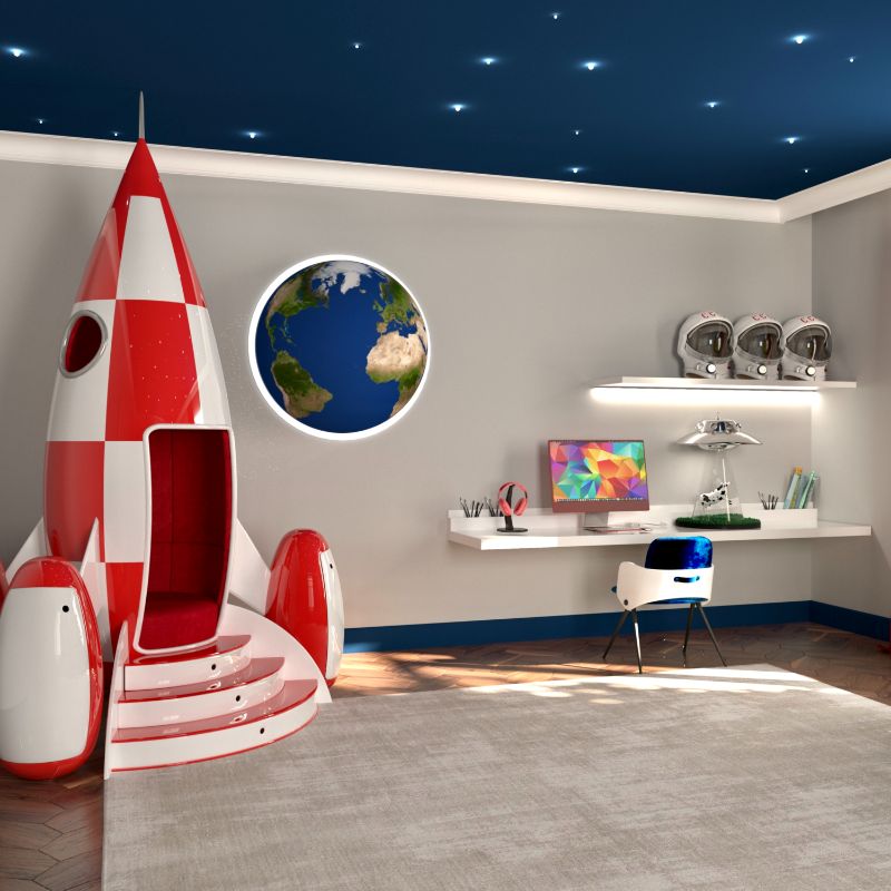 Modern Rugs Inspiration: How to get the perfect rug for your home!, space-themed bedroom for a child with rectangular area rug in gray tones