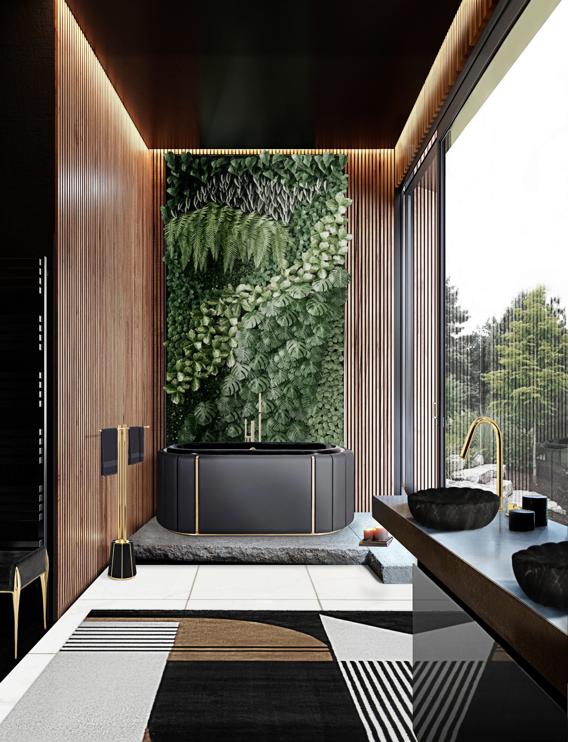 Nature Inspired Room Design With Antelope Decorative Bathroom Rug