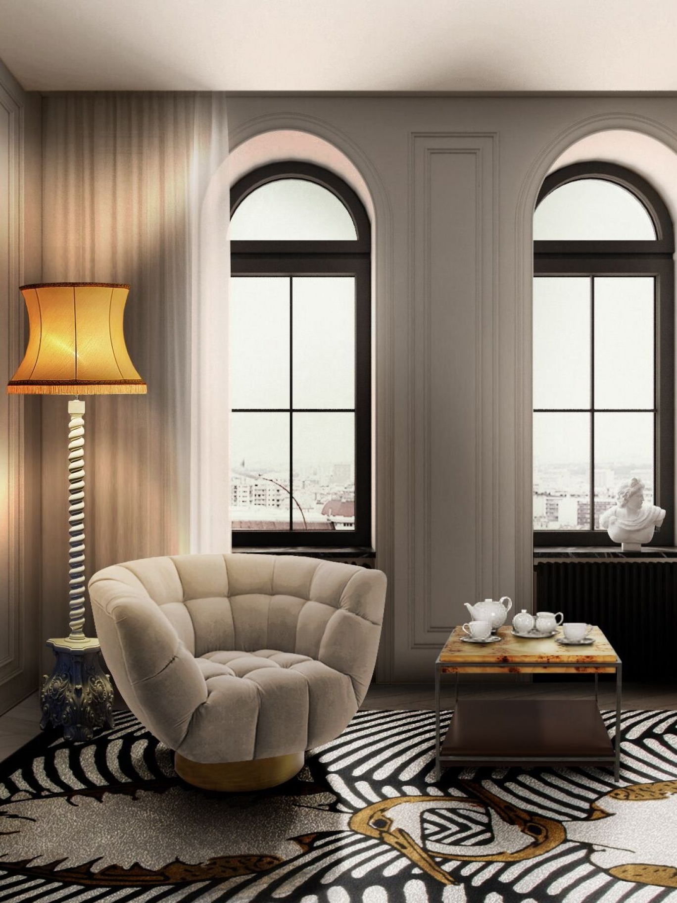 Armchair with center table and a Rug´Society Rug