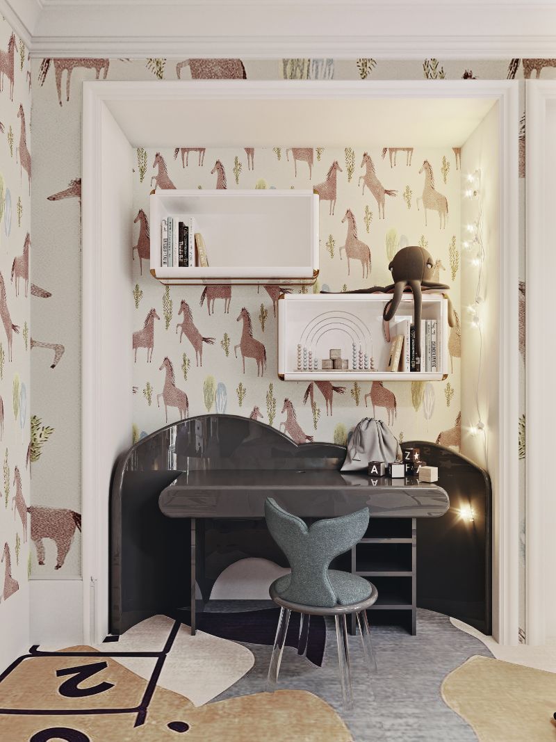 The Best Interior Design Rug For The Avalon Bedroom. children bedroom desk, kids desk