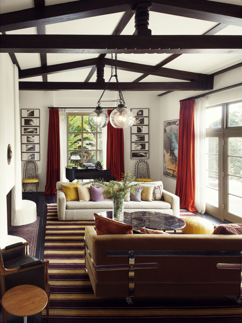 Living Room with Contemporary Rugs Inspiration