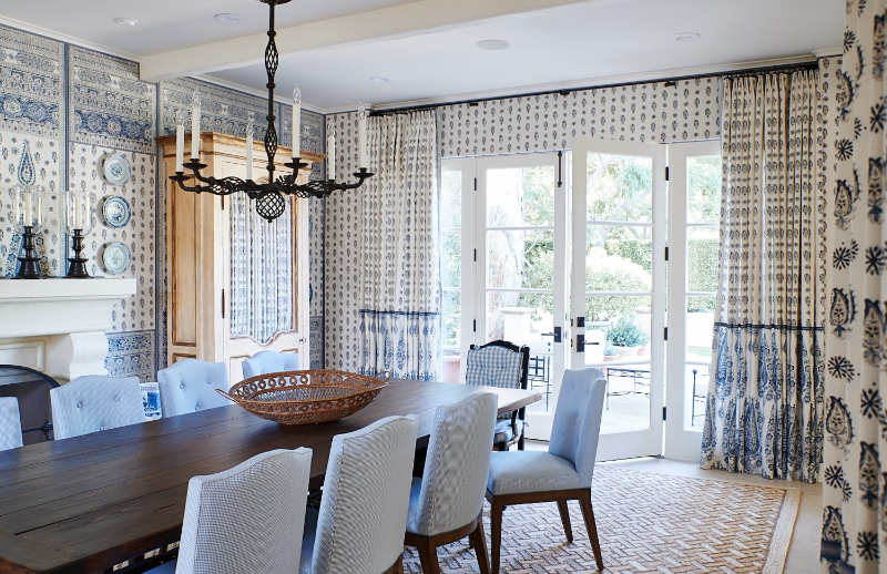 Mid-century modern rug ideas with its blue tones and wood accents