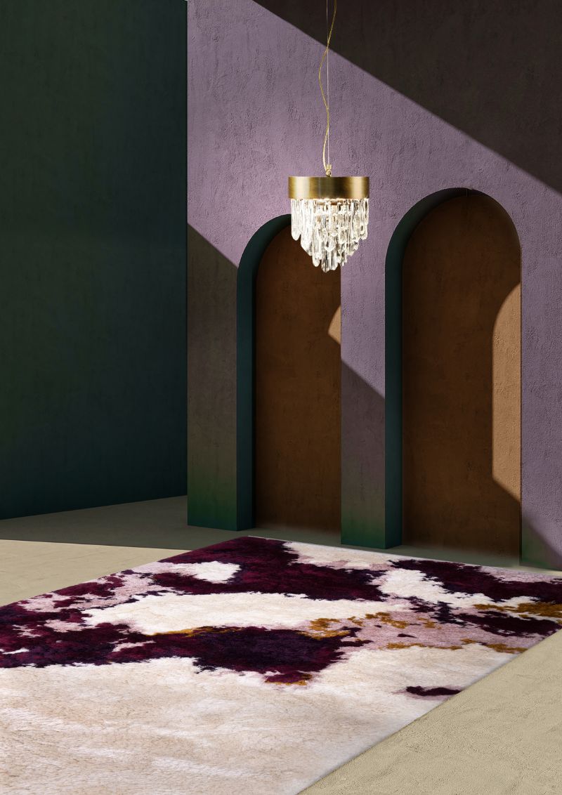 Ted rug decorates this hallway with tones of blue