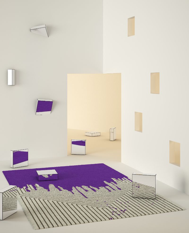 Hallway with Valencia rug in Very peri color