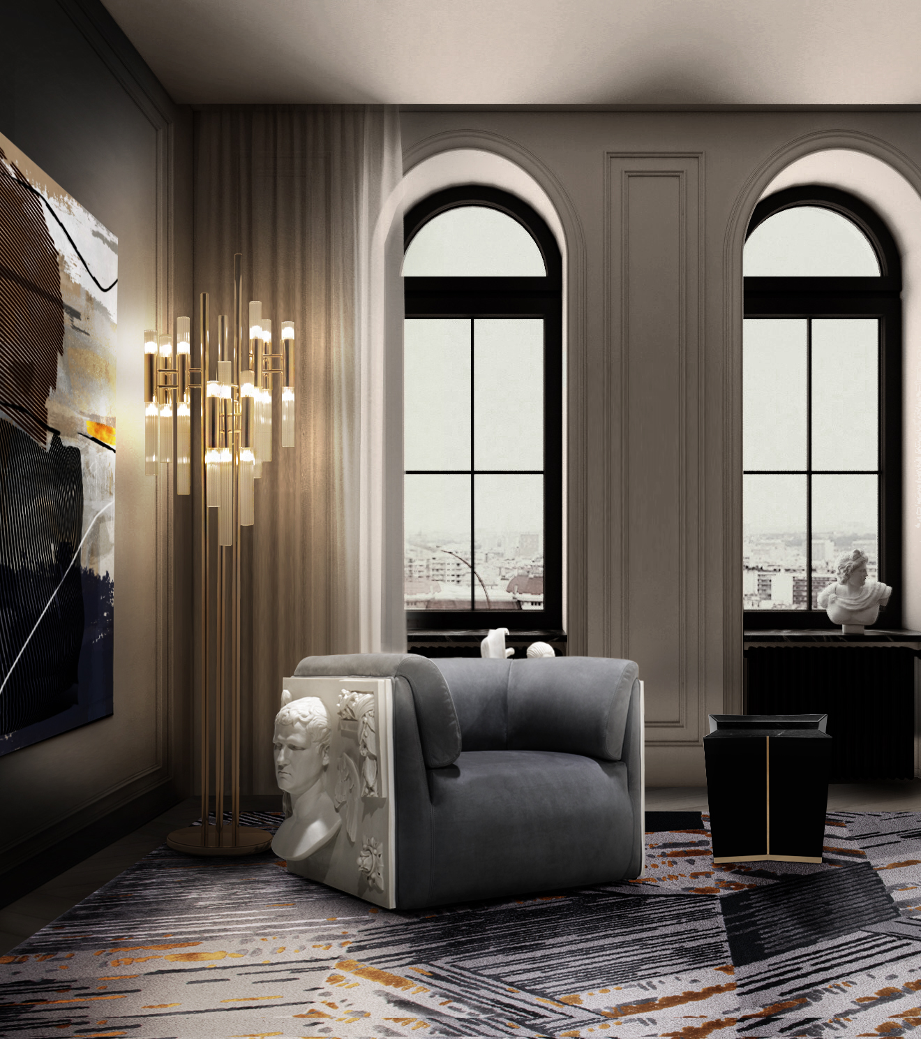 Modern Reading corner with Xisto rug