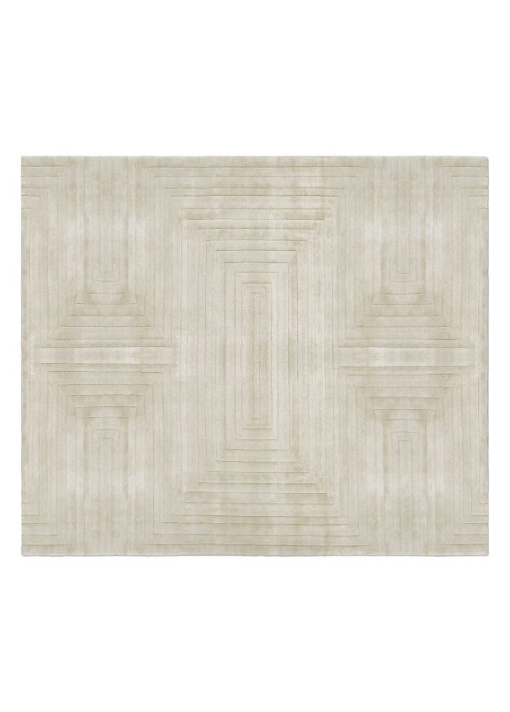 modern contemporary white rug in square shape. Living room inspiration: The Dendur Sitting room