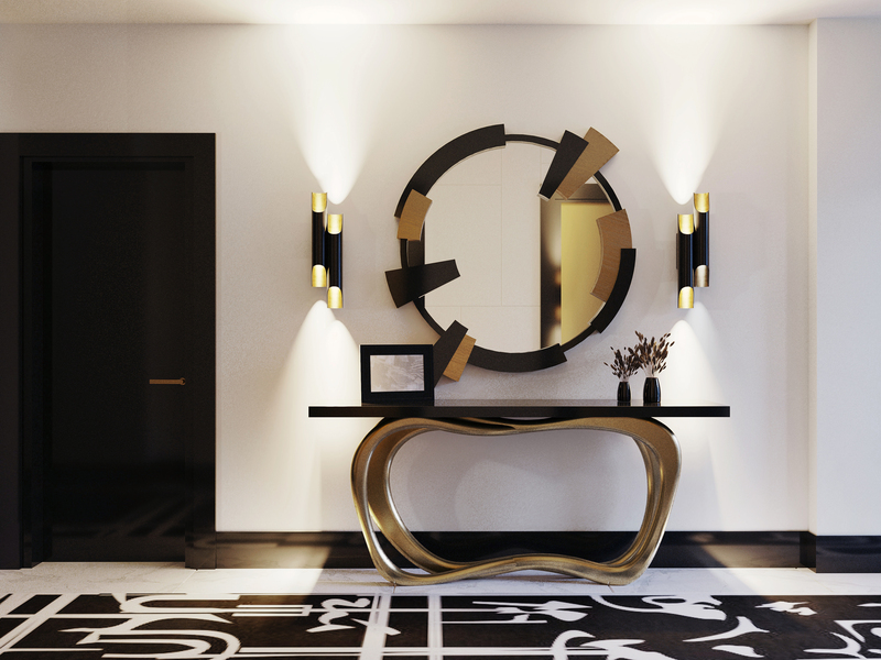 Modern entryway with long runner rug in black and white. One Of The Best Decorative Runner Rugs Of Fifth Avenue