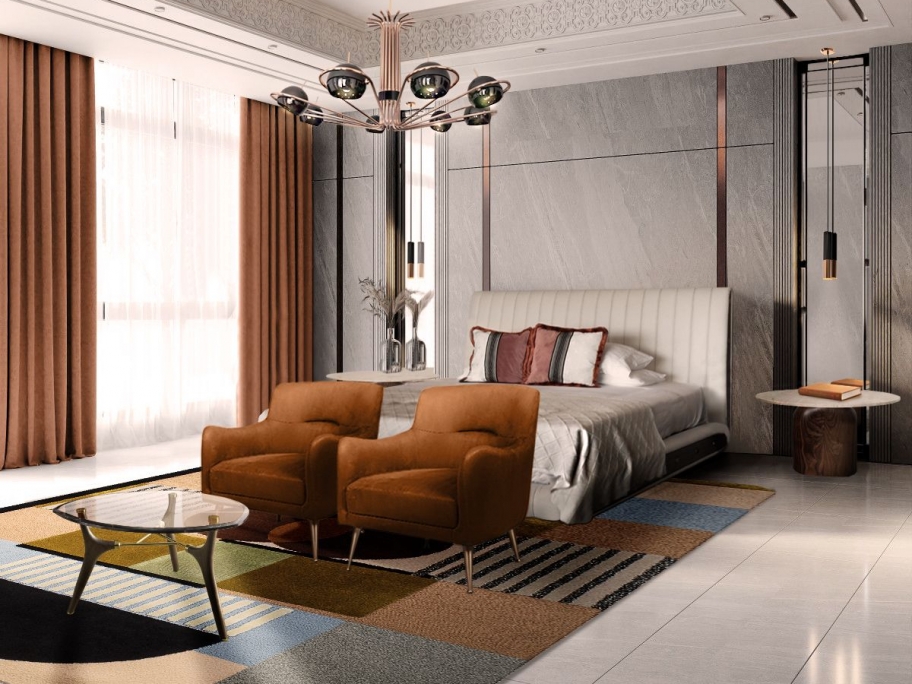Luxurious bedroom with colorful Isaac rug.
The Best Selection of Interior Design Rugs