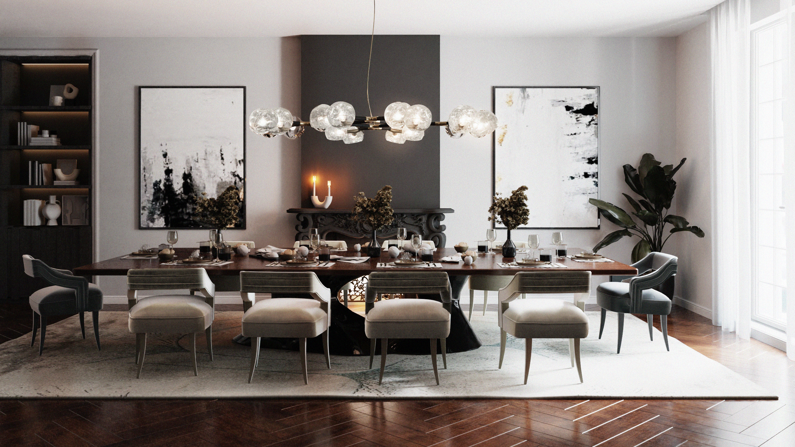 Modern contemporary dining room with area rug to protect the floor. How to Choose The Right Dining Room Rug: 5 Steps Guide