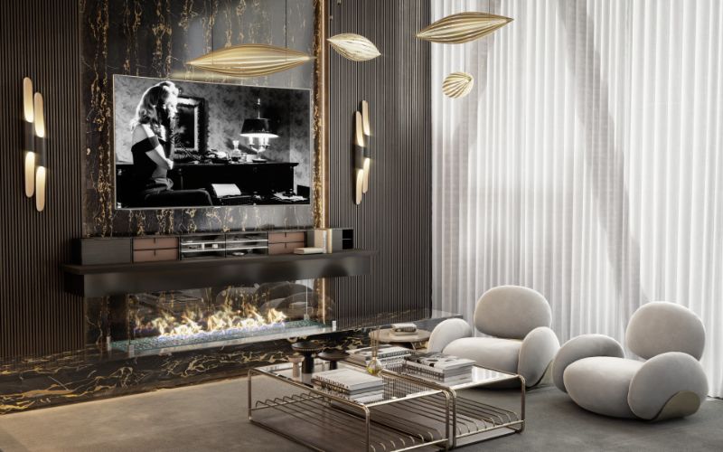 Elegant living room with a area rug that covers to room wall to wall.