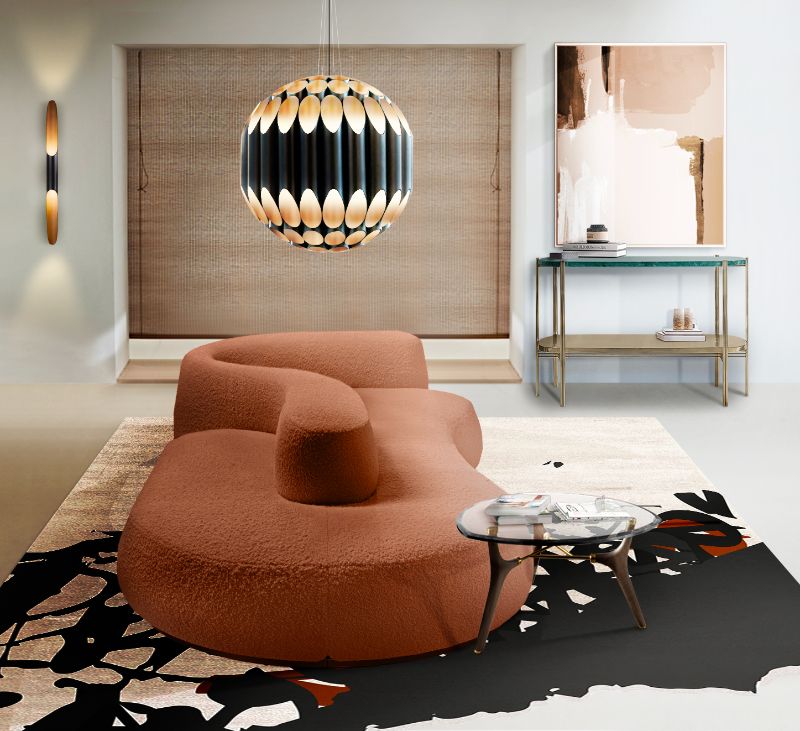 Modern urban rug for mid-century living room. Inspiring Contemporary Rugs For The Living Room