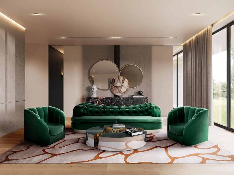 Modern living room with the cell rug.
Neutral Modern Rugs: 8 Dashing Rug Ideas to Decorate Your Home