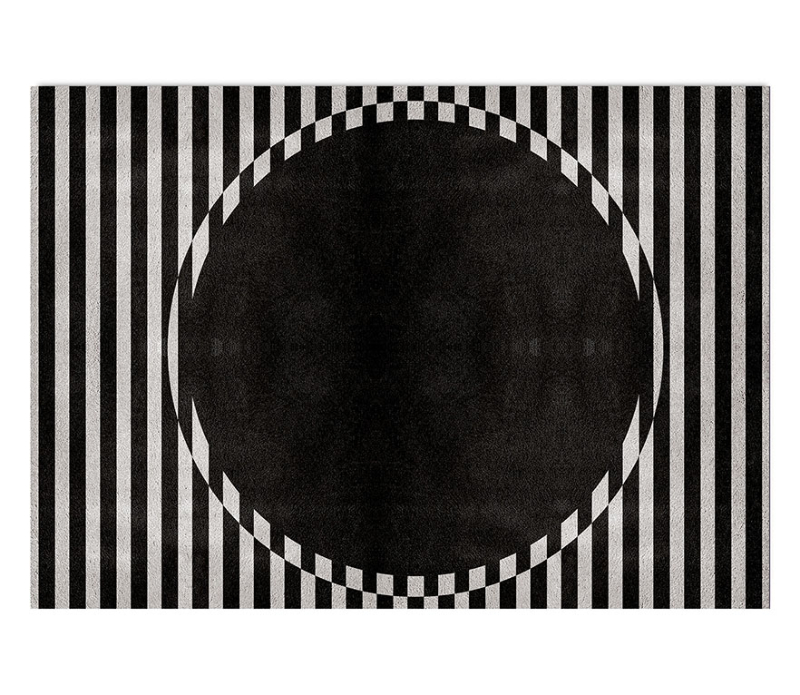 Black version of geometric OCLI RUG. modern hallway rugs