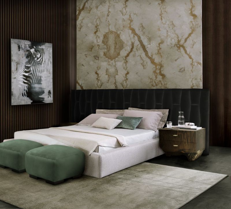 bedroom rugs: a modern contemporary bedroom decor with beige area rug.