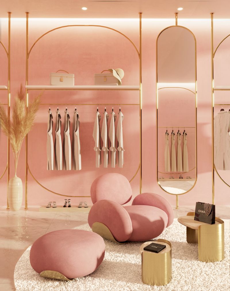 bedroom rugs: all pink closet decor with fluffy round rug