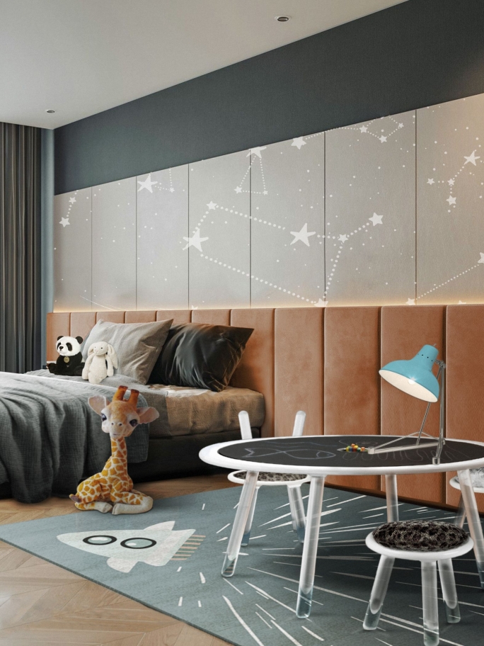 bedroom with blue kids thunder rocket rug.
Original Kids Bedroom Rugs for a Unique Decor