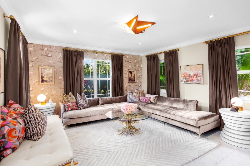 Parlor Interiors uses neutral rugs and shaggy designs.