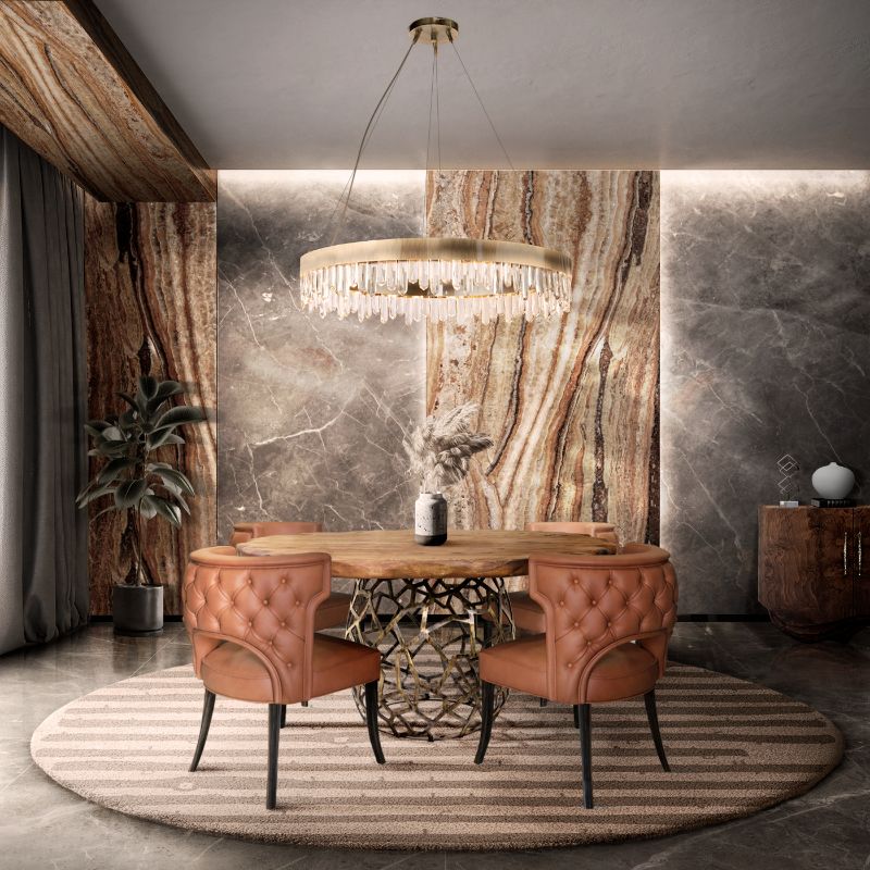 dining room rugs: rustic and luxurious dining room decor with round rug