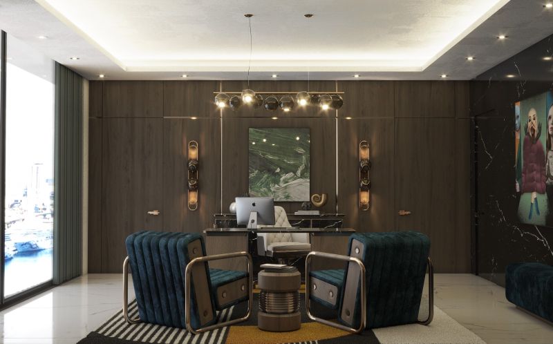 iSaloni exhibitors list for Salone Del Mobile 2022: midcentury home office with geometric rug