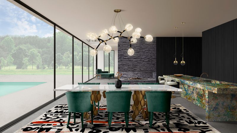 iSaloni exhibitors list for Salone Del Mobile 2022: modern contemporary dining room with urban rug