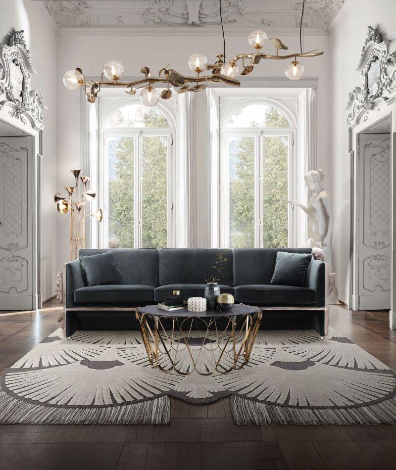 Contemporary Rugs: contemporary classic living room with gray and white rug