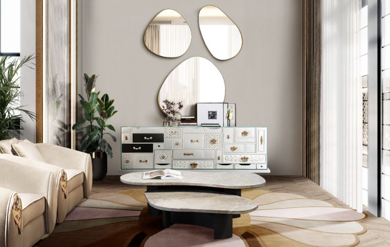 Boho Chic Living Room Ideas with mermaid rug a oval carpet in neutral tones