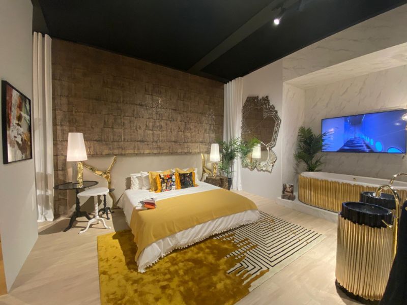 iSaloni 2022: A Practical Guide For The Fair. Modern contemporary bedroom with colorful area rug.