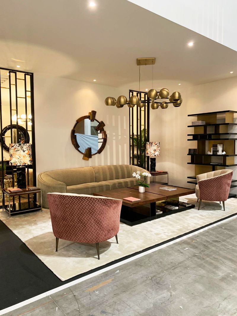 iSaloni 2022: A Practical Guide For The Fair. Modern contemporary living room with white area rug and armchairs with a sofa