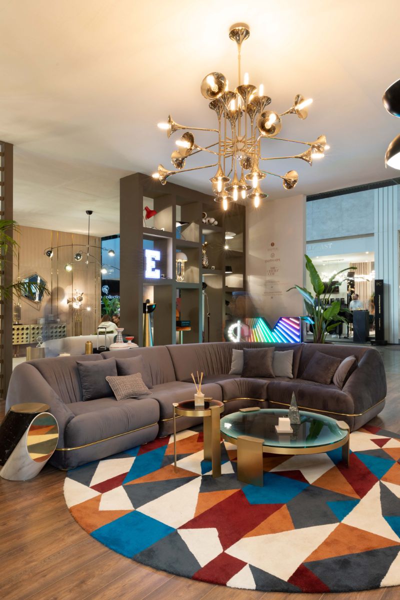 The Best of iSaloni 2022's Interior Design Trends, living room with round rug with colorful pattern