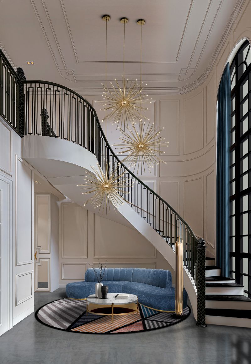 Home Decor Trends 2022 for hallway with modern contemporary round rug in different colors within a geometric pattern