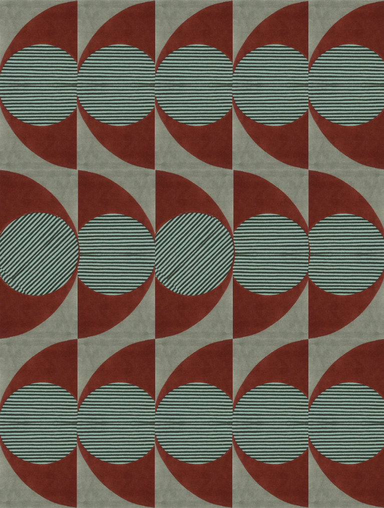 geometric contemporary rug with warm red and gray tones. Wool Rugs: Create The Perfect Reading Nook For The Fall