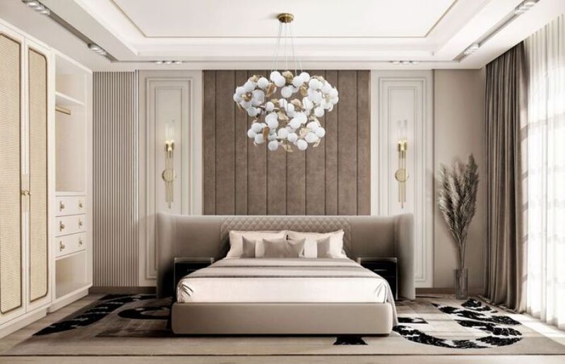 bedroom rug with beige tones for bedroom decor