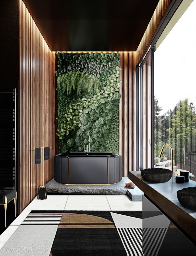 A bathroom biophilic interior design is a great idea! The ANTELOPE RUG, has a modern design that brings you back to the real world as soon as you step out of the bath.
