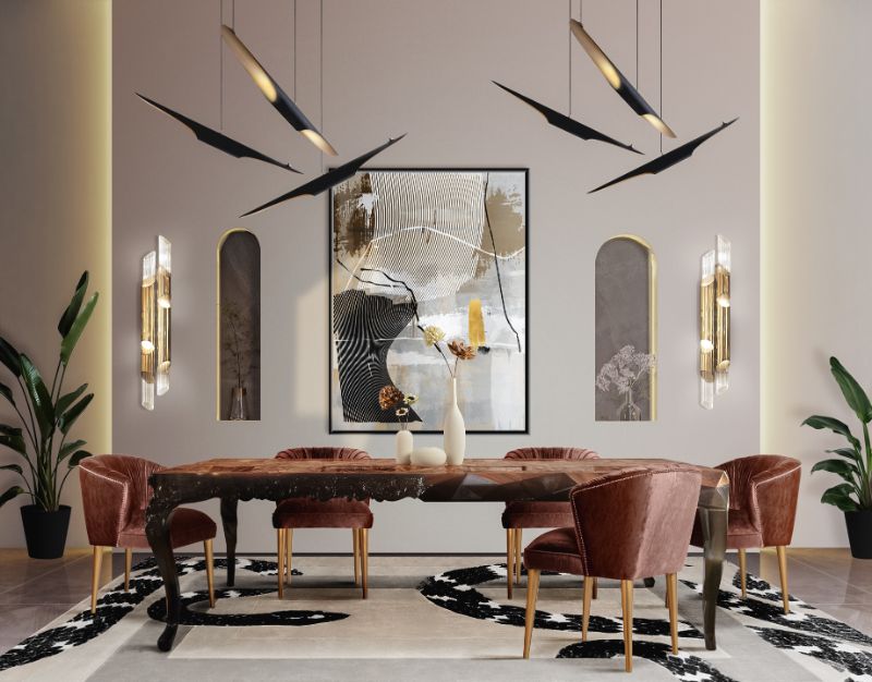 neutral area rugs for contemporary dining room with beige rug and wooden dining table as well as red velvet chairs
