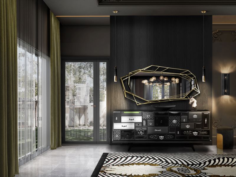 modern hallway with The COUPLE RUG is one of the most romantic modern rugs with a lovely pattern of two lover birds. The black and white background with a little touch of brown and beige makes this rug elegant and versatile.
