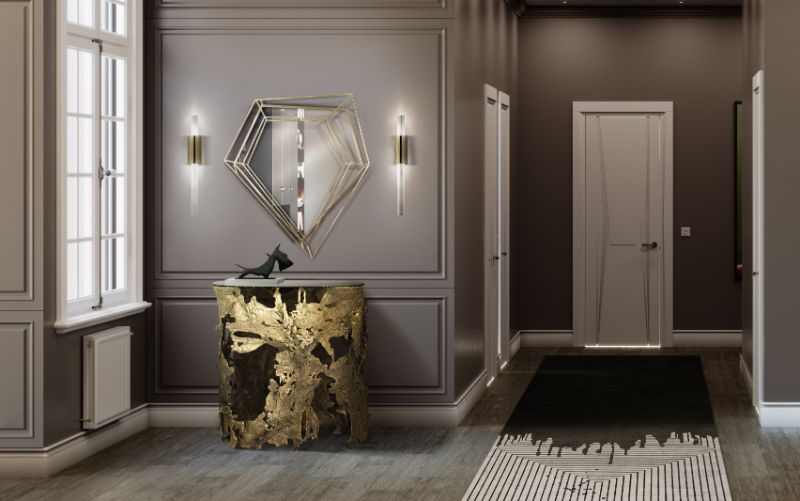 ideas for hall decor: sleek modern hallway with contemporary vibes and golden  features
