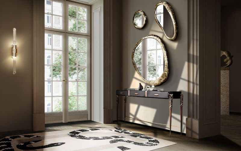 ideas for hall decor: classy hallway design with The IMPERIAL SNAKE RUG has also an alluring design that is very eye-pleasing.