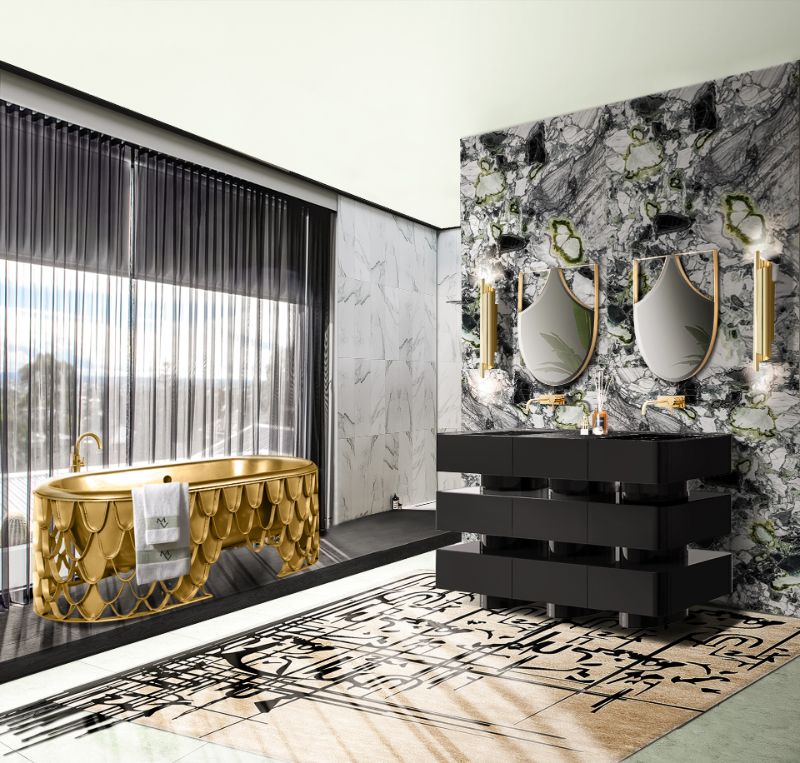 black and white marble bathroom decor