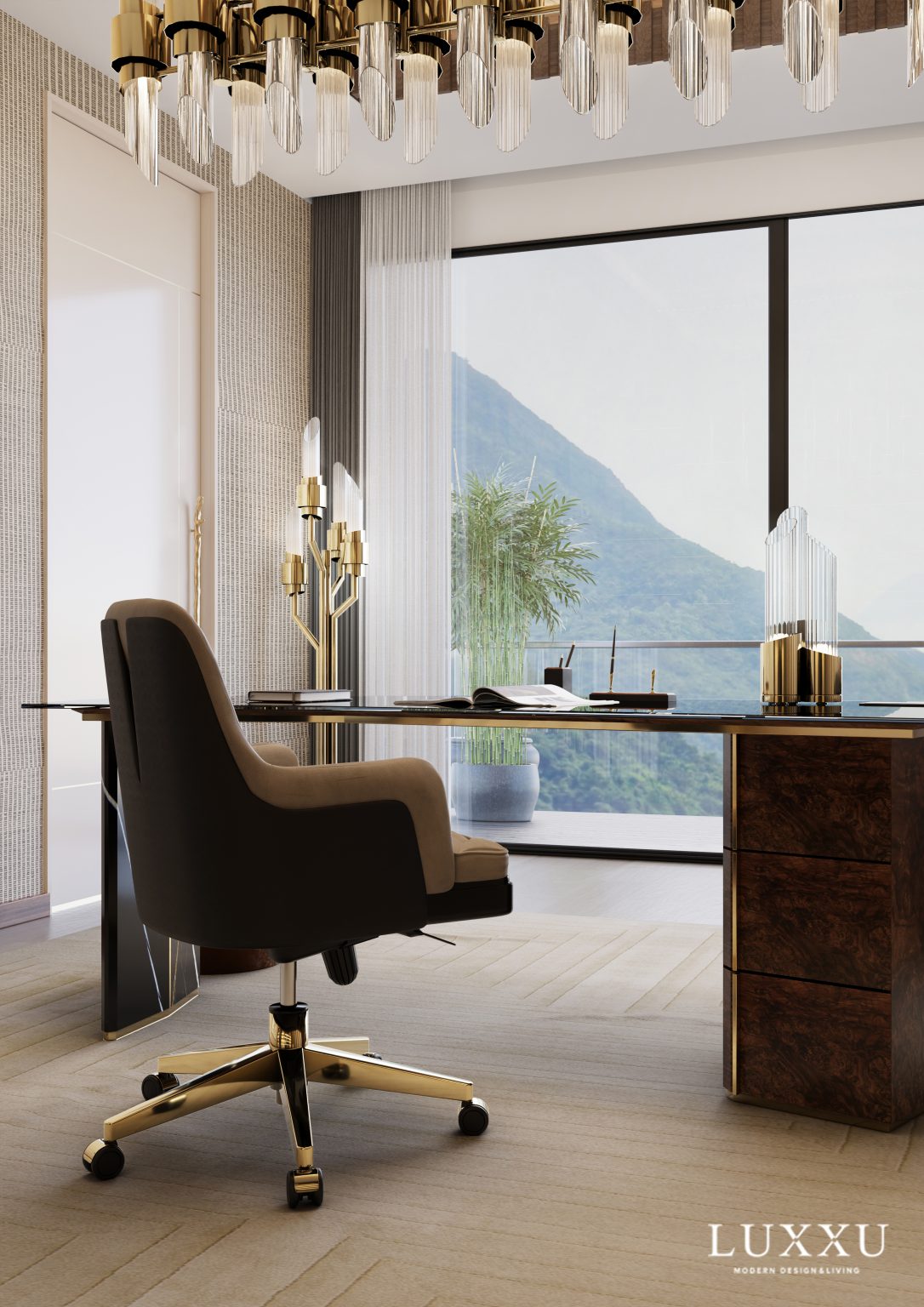 Luxurious Apartments Interior Design Ideas With Contemporary Rugs. home office with white rug