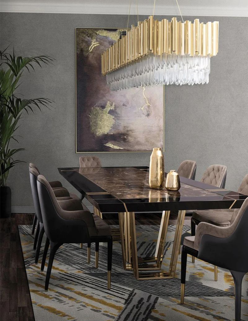 Luxurious Apartments Interior Design Ideas With Contemporary Rugs. dining room with modern style