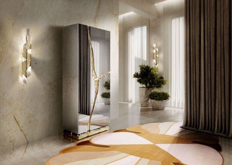 Luxurious Furniture for hallway with warm hues and oval rug