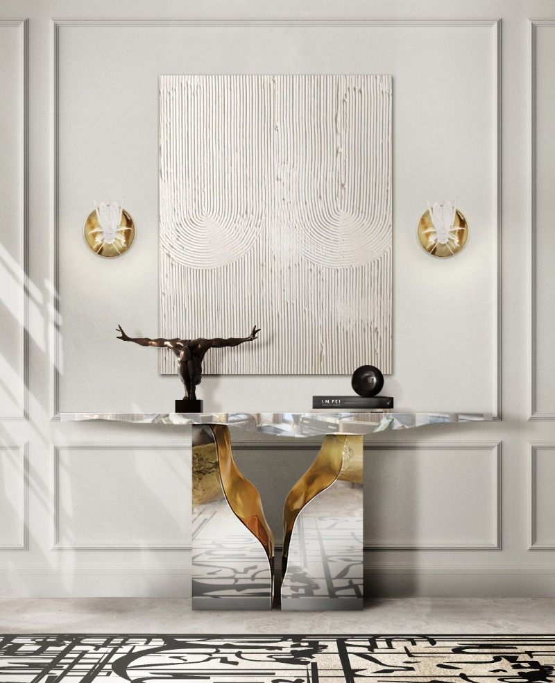 Luxurious Furniture for hallway decor with black and white rug